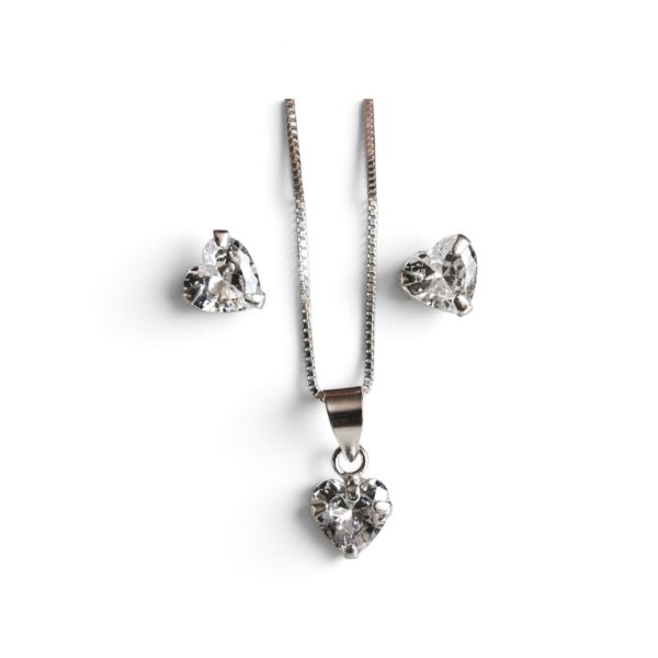 SET PLATA 925 DISEÑO CORAZON